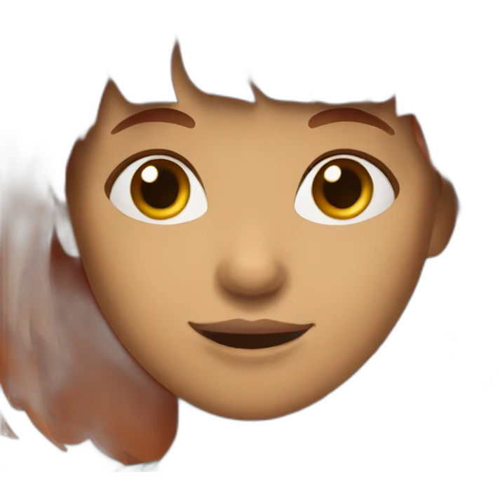 red haired girl with bangs and wink emoji