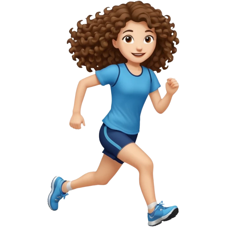 long curly brown hair girl running emoji