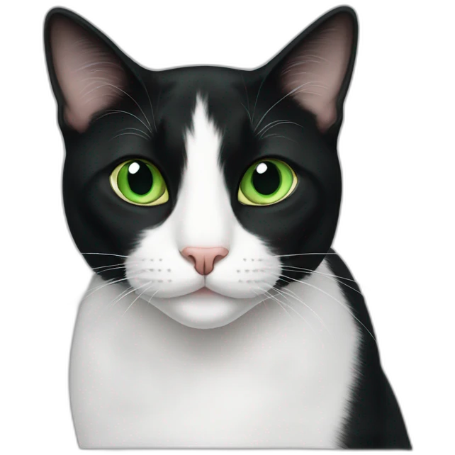 tuxedo cat green eyes emoji