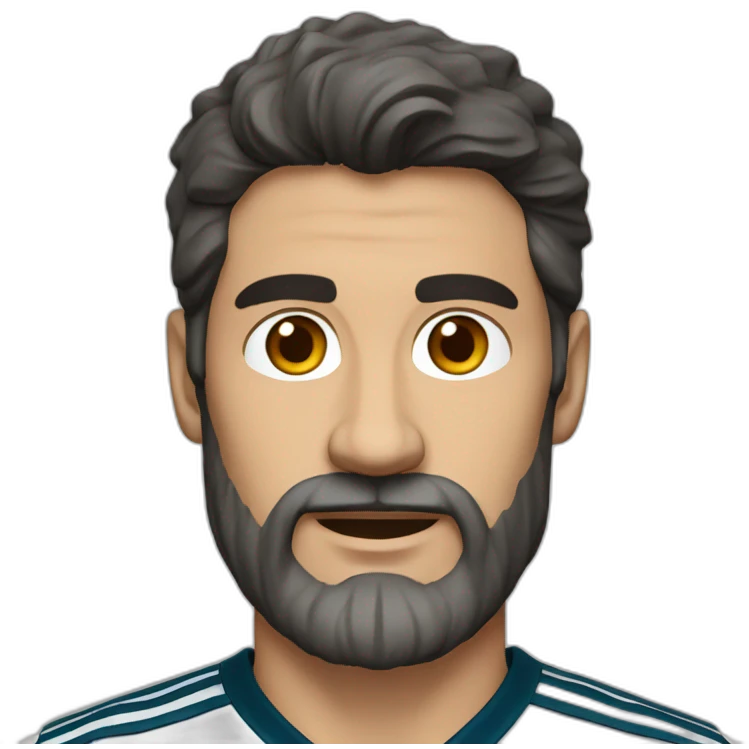 dark haired man with grey beard in real madrid jersey emoji