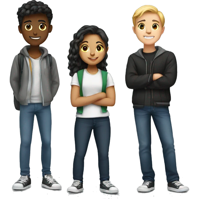6 high school students standing in group emoji