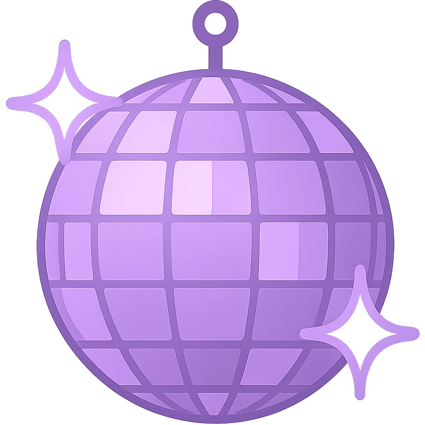 lilac disco ball, twitter emoji style emoji