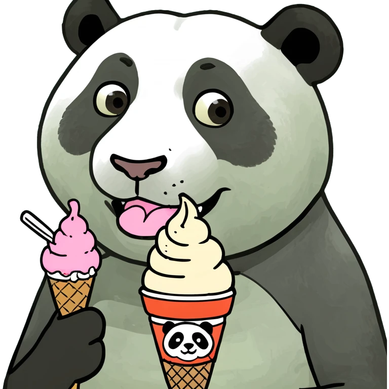 Panda eating ice cream emoji