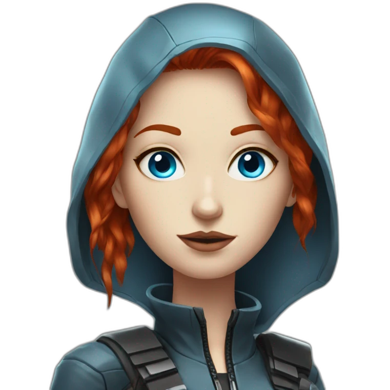 cyberpunk redhead woman blue eyes emoji