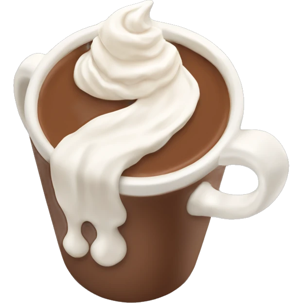 beige mug of hot chocolate with whipped cream and cinnamon emoji