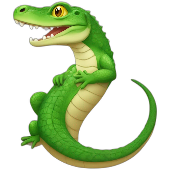 Lézard avec serpent sur un crocodile emoji