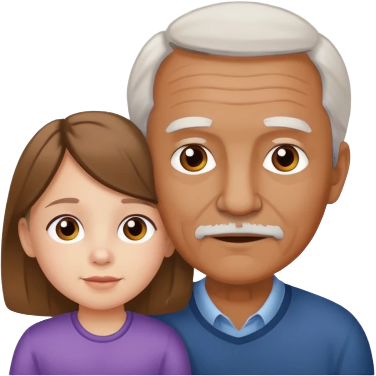 Abuelito blanco con su nieta pequeña morena emoji