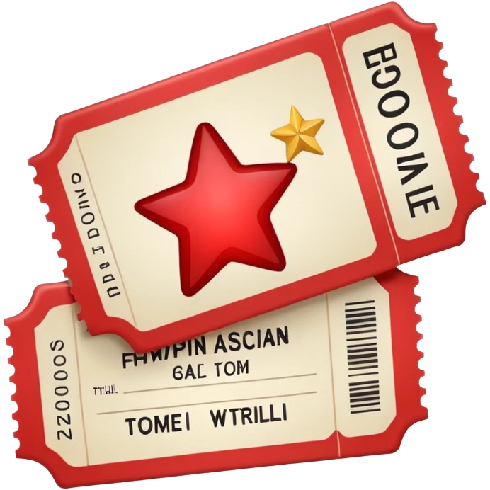 movie ticket with a star, red and white emoji