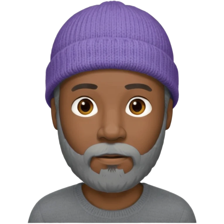 Middle-aged black male, gray goatee beard, wearing a gray knit beanie emoji