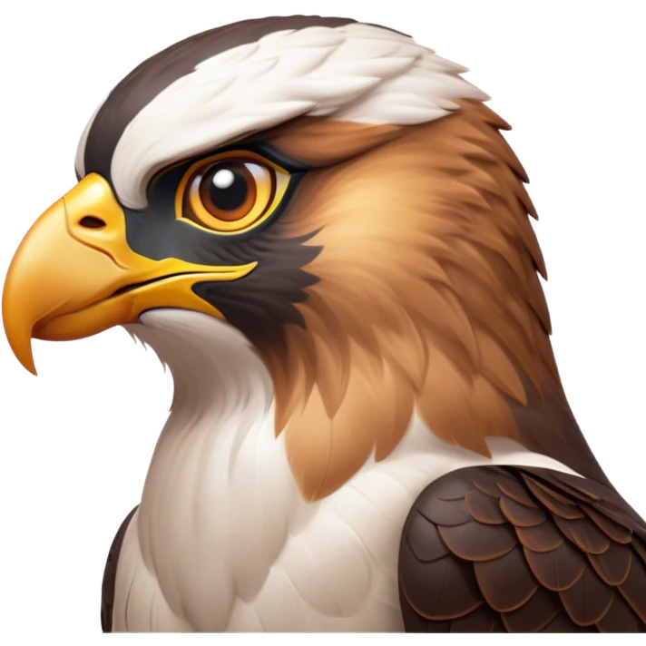 Cinematic Noble Falcon Portrait Emoji, Poised and majestic, with a streamlined, muscular build, a sharply hooked beak, and intense, piercing eyes that exude focus and speed, Simplified yet sharp and sophisticated features, highly detailed, glowing with a soft, amber radiance, high shine, intelligent and commanding, stylized with an air of aerial authority, focused and swift, soft glowing outline, capturing the essence of a watchful and confident falcon that appears ready to soar out of the screen with effortless power! emoji