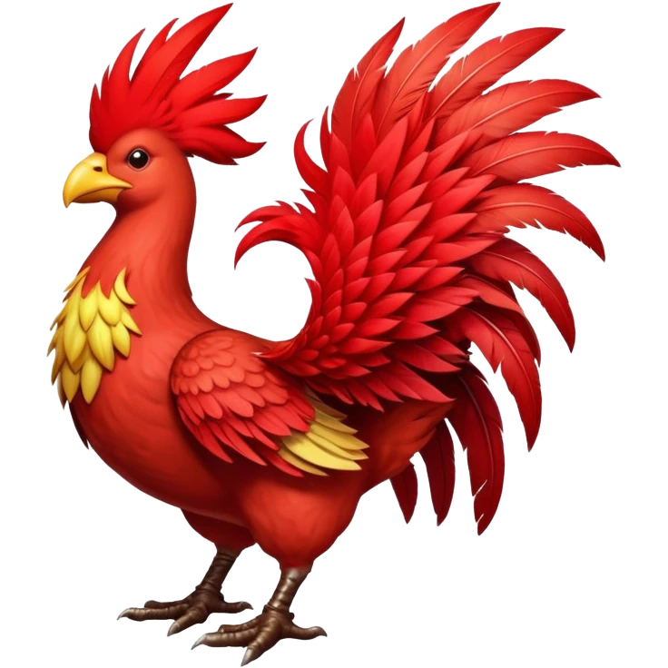Red chocobo from Final Fantasy, large bird-like mount with bright red feathers emoji
