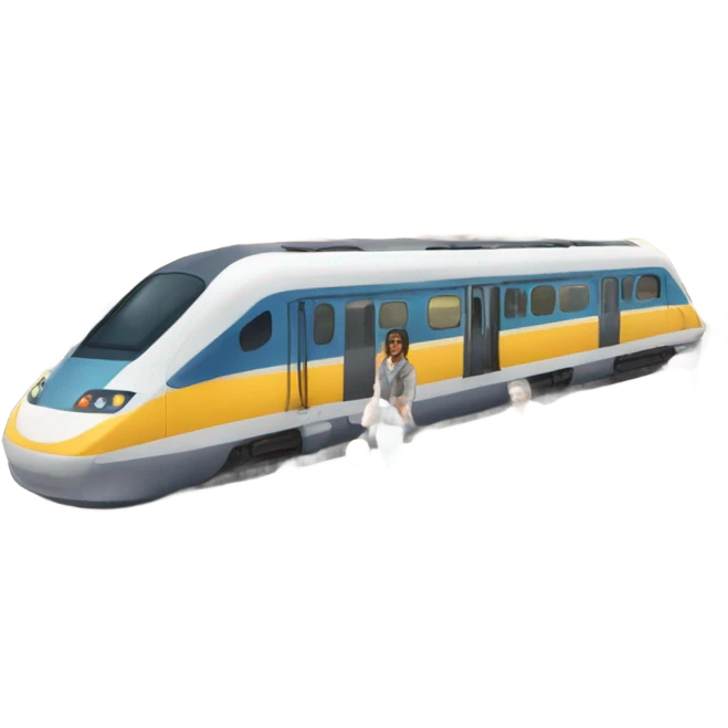 train station with passengers, platforms, tickets and beautiful view emoji