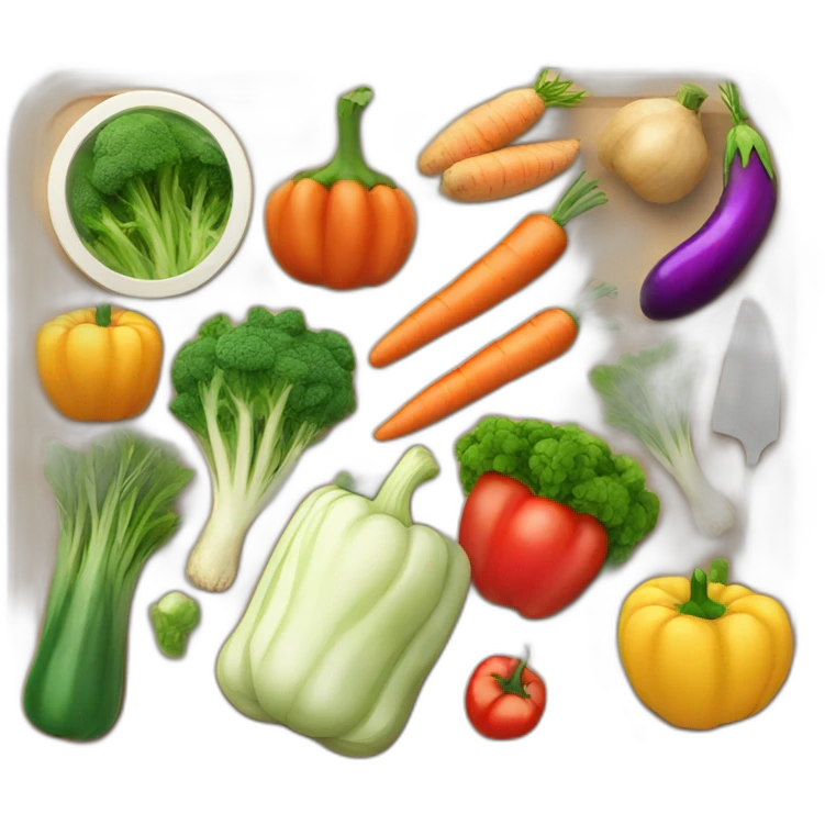 table full of harvested stuff, vegetables fresh to eat emoji