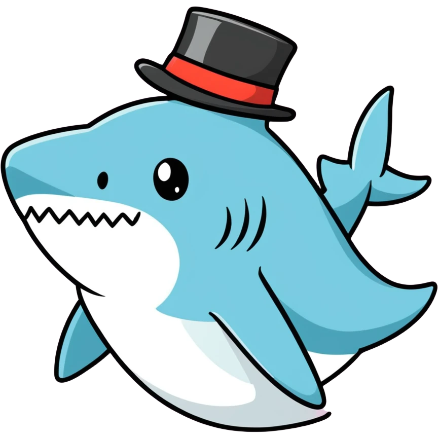 Shark with a top hat emoji