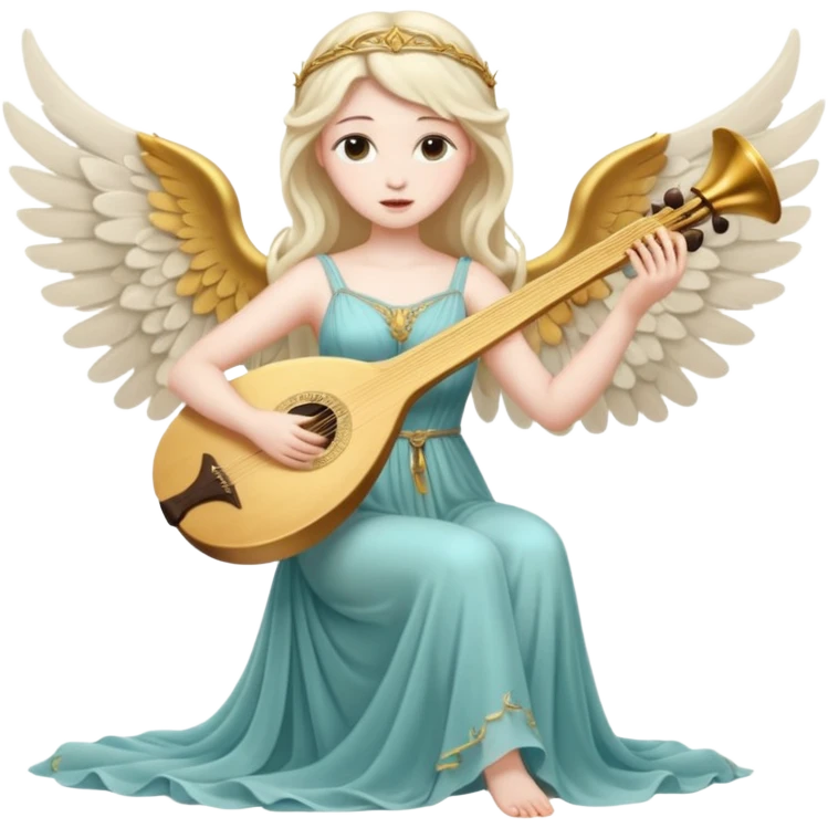 Muse of inspiration with wings and a lyre in her hand emoji