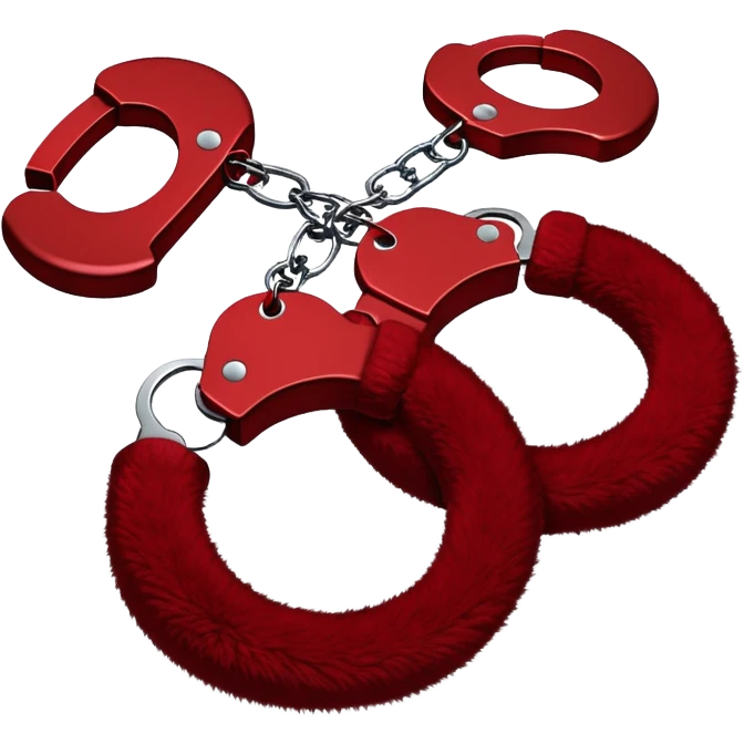 Dark red fuzzy handcuffs emoji