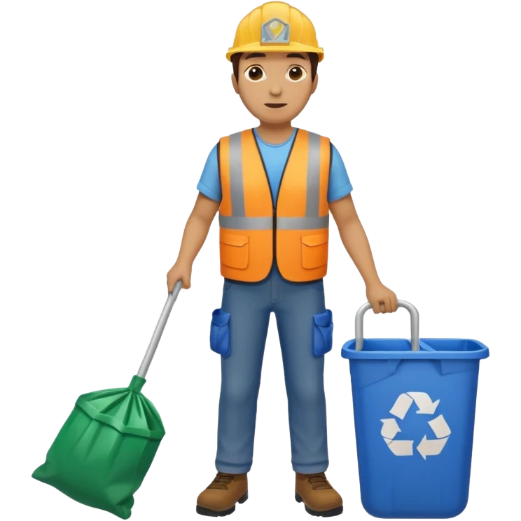 waste-management, safety vest, trash picker, cleaning up trash, full body emoji