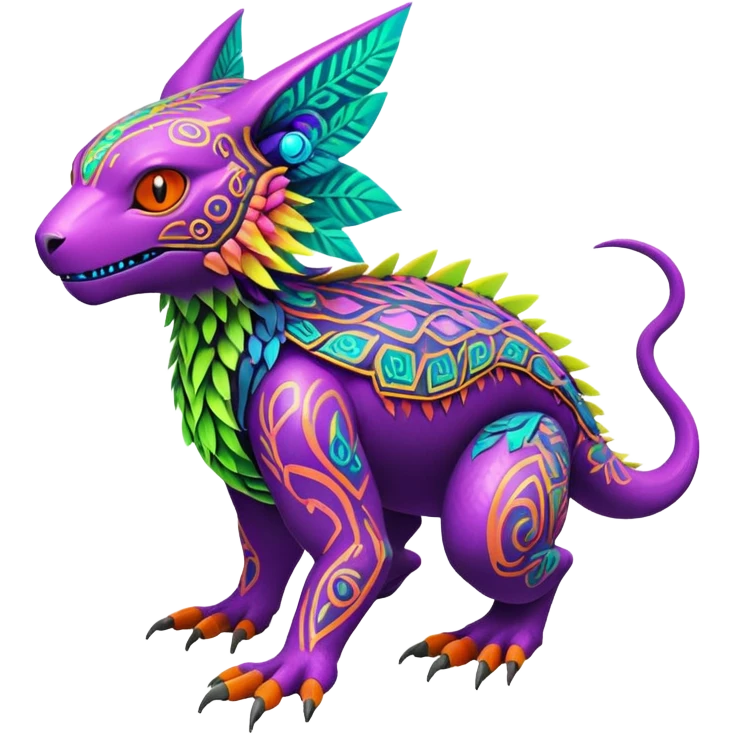 Tropical lush warm-colored modern colorful neon-colored Fakémon-Digimon-Trico-creature emoji