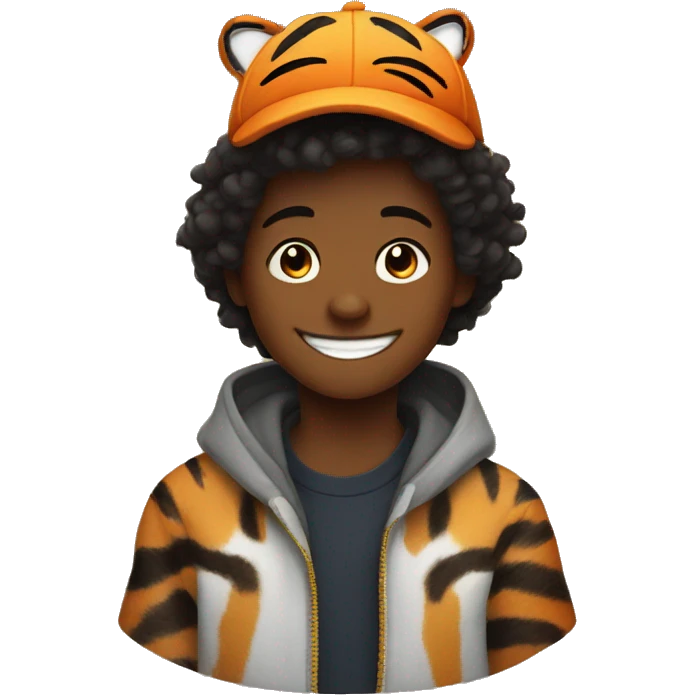 smiling boy with tiger hat in another universe  emoji