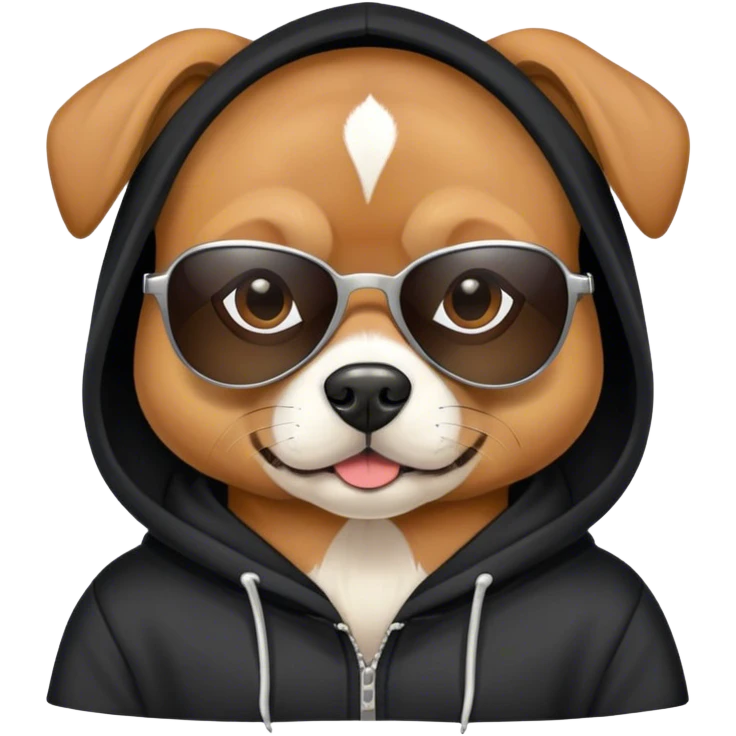 Dog with a black hoodie and sunglasses  emoji