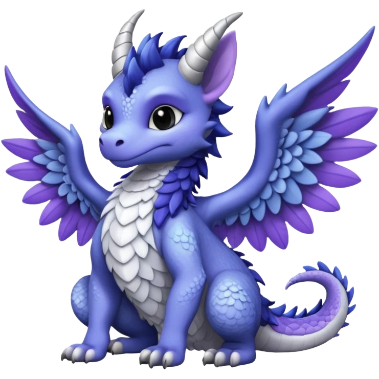 Indigo, white, black, grey, violet "Dutch Angel Dragon" emoji
