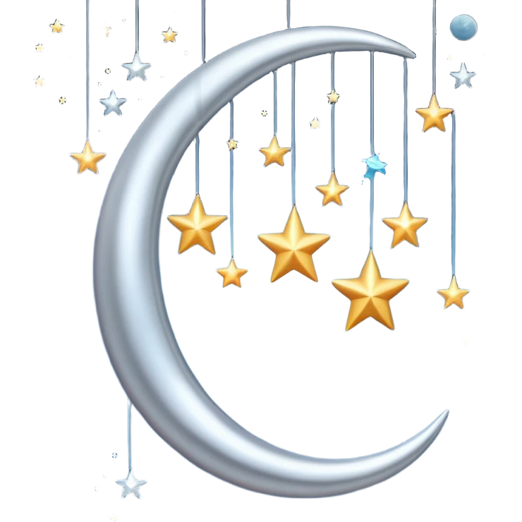Hanging mobile with stars and moon emoji