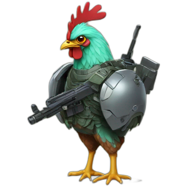chicken with body armor, weapons, and night vision emoji