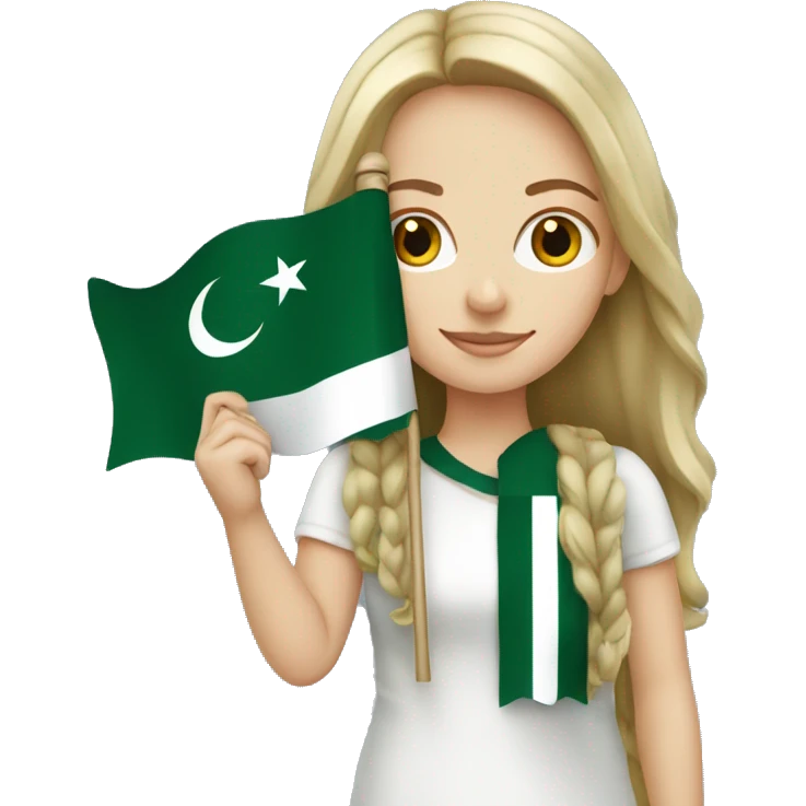 White girl holding Pakistan flag emoji