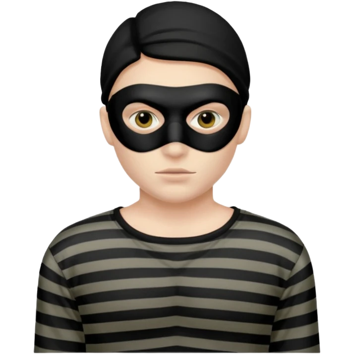 Thief in black mask and stripped shirt emoji