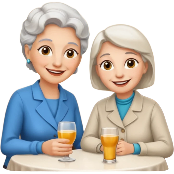 conversación dentro de un restaurant  dos personas y una de las persoans sea una abuela y el otro un adulto de 27 años emoji