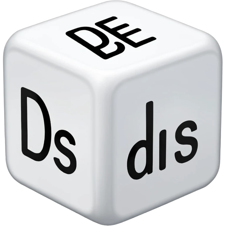create a dice with the words "der" "die" and "das" written on each visible side emoji