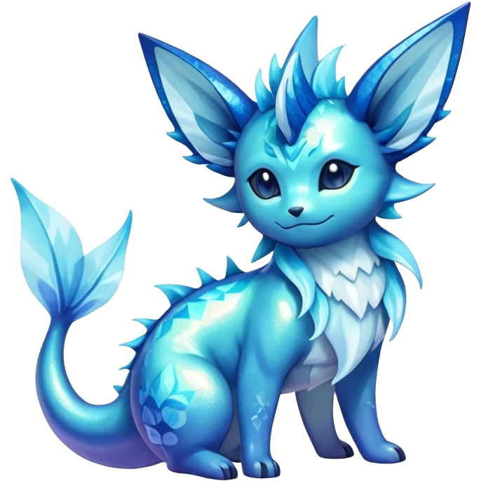 Shiny Sparkly Ethereal Iridescent Nebulae Exotic Colorful Vaporeon-Glaceon-Amaura-Aurorus-Fakémon-hybrid-creature (full body)  emoji