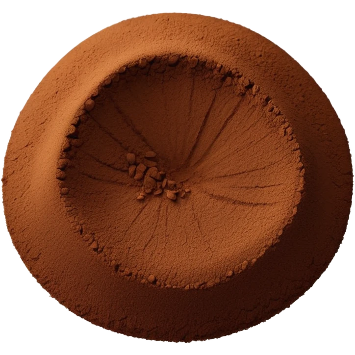 loose mound of finely ground dark brown chicory powder with soft matte texture, slightly uneven edges, gently rippled surface, light earthy grind, no scoop or jar, emoji scale, soft lighting, subtle shadows emoji