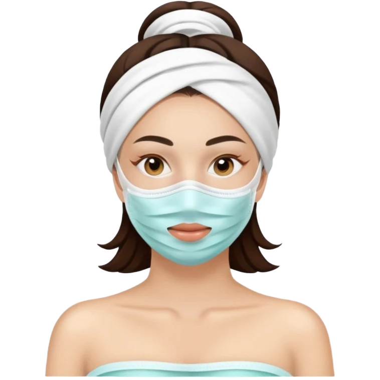 Lady with face mask spa beauty full face relaxing emoji