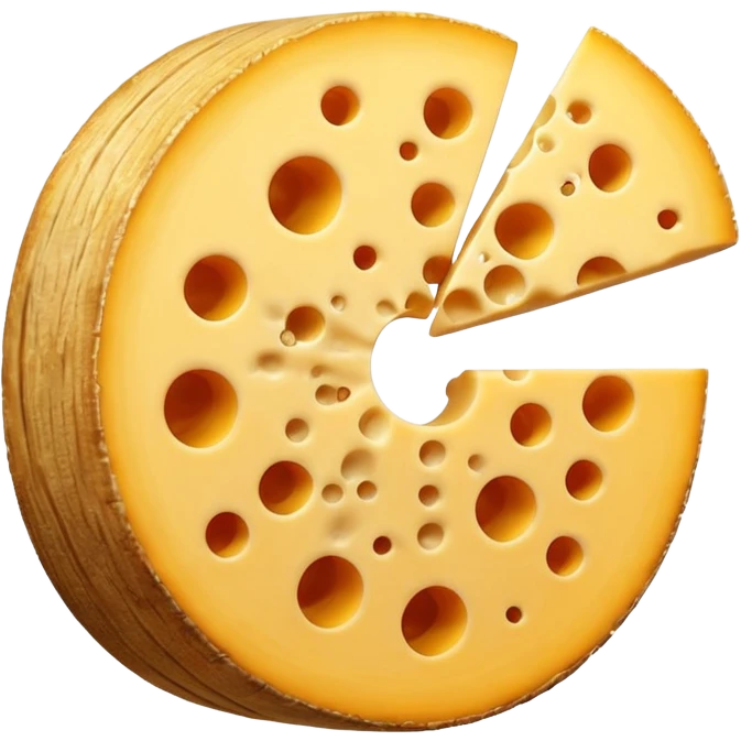small aged cheese wheel with rind. emoji