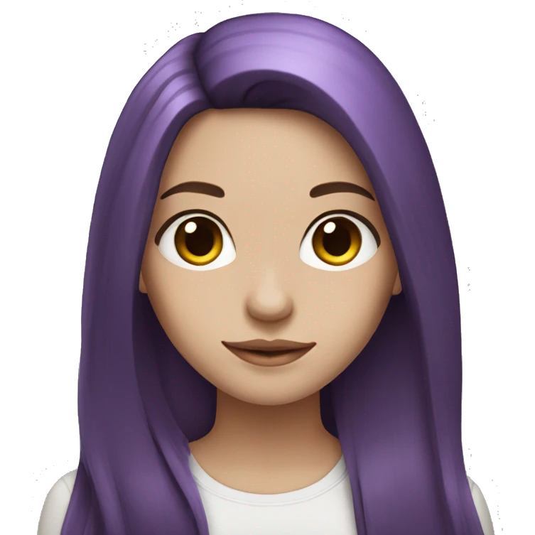 white girl with dark brown long hair with purple tips emoji
