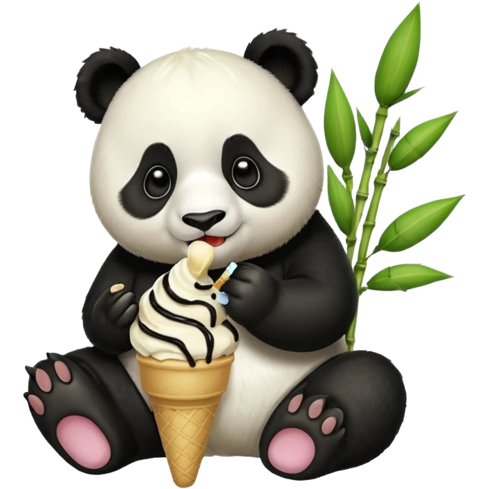 Panda eating ice cream emoji