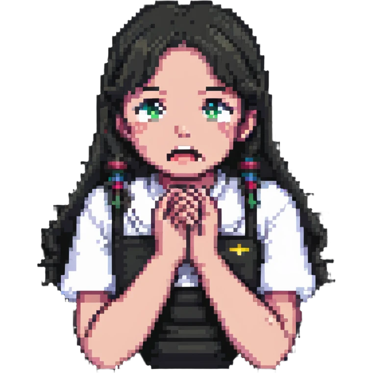 girl choking herself with her hands emoji
