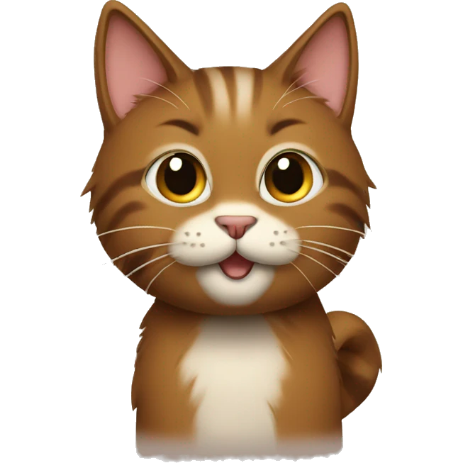 furry cat, brown tail emoji