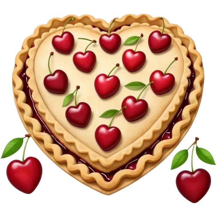 Beige Heart-shaped cherry pie  emoji