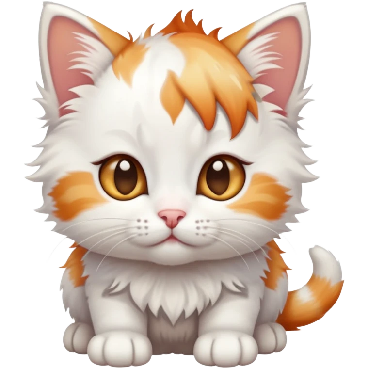 White kitten with some ginger on its head full body photo emoji