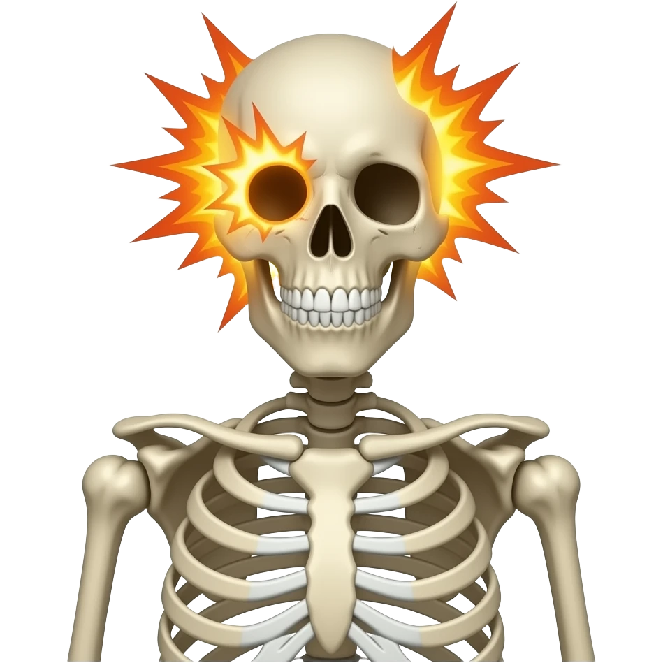 Skeleton blasting the head of emoji