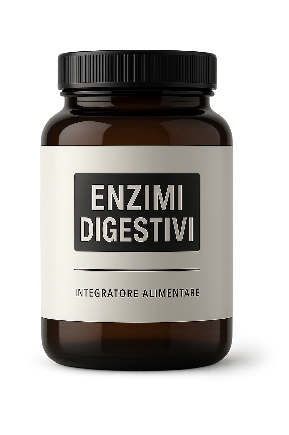 barattolo di integratore con la scritta "ENZIMI DIGESTIVI", iperrealistico 4k emoji