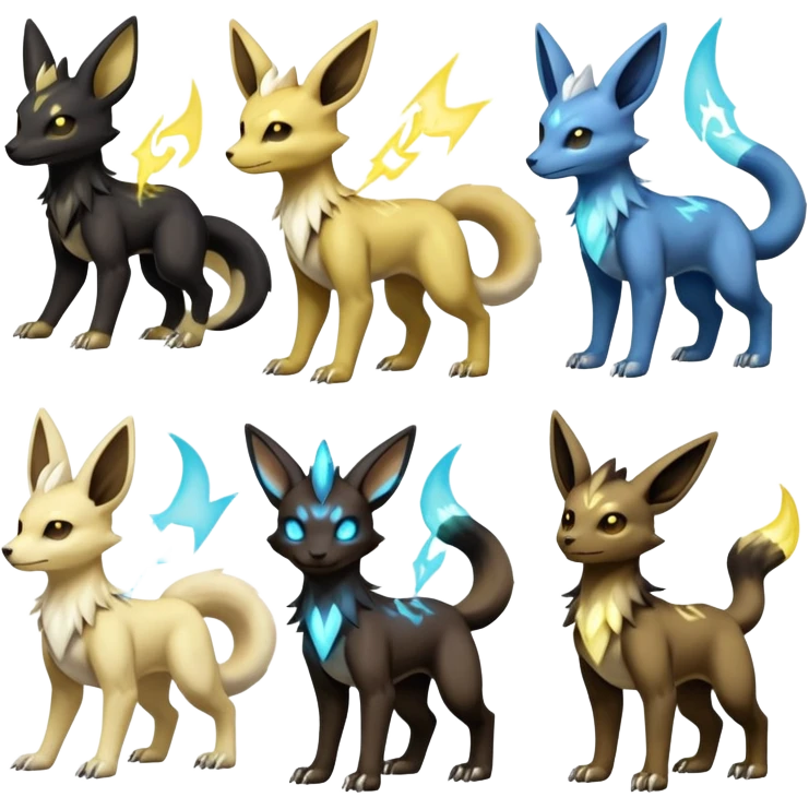 Manectric-Electrike-Lucio-Cubone-Umbreon-Marowak-Draco-Fakémon-hybrid-creature (full body), 4 legs emoji