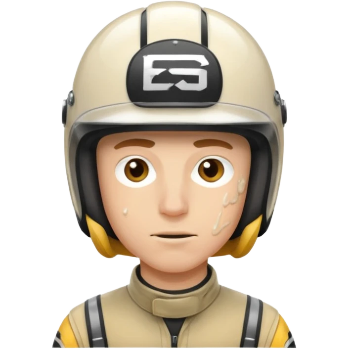 white male racer wearing helmet emoji