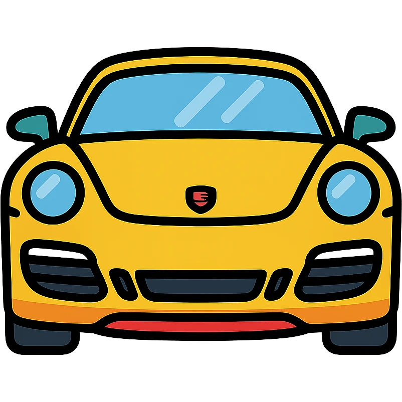 Porsche sports car, front view, shiny, luxury, icon style, no text emoji