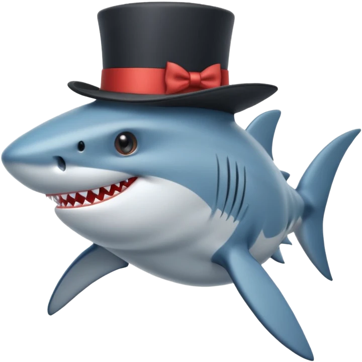 Shark with a top hat emoji