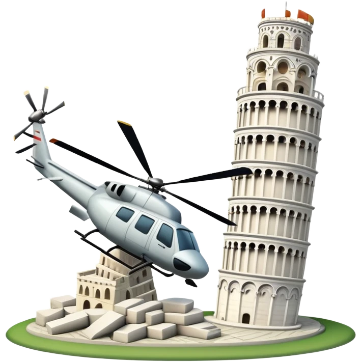 helicopter hits leaning tower of pisa emoji