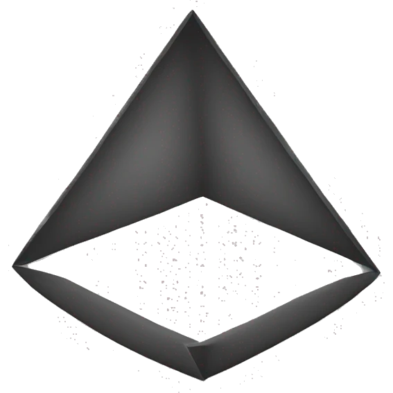 triangle with round edges, inside three triangles with one edge cut forming in the middle another triangle emoji