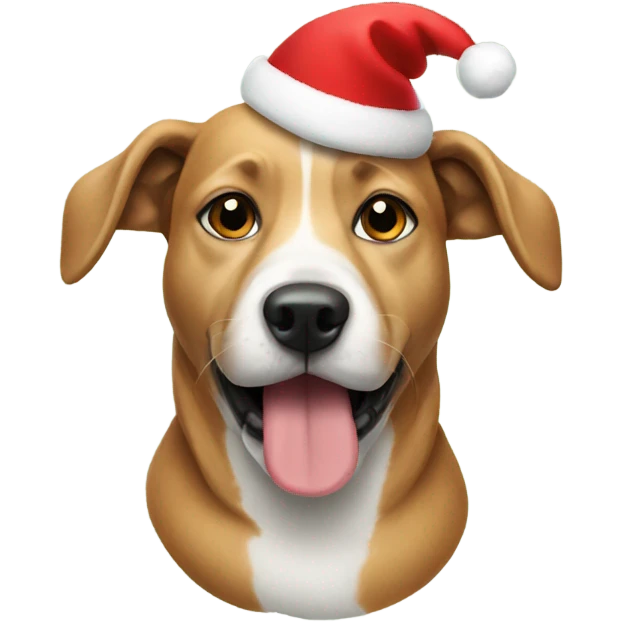 dog wearing chrismas hat emoji